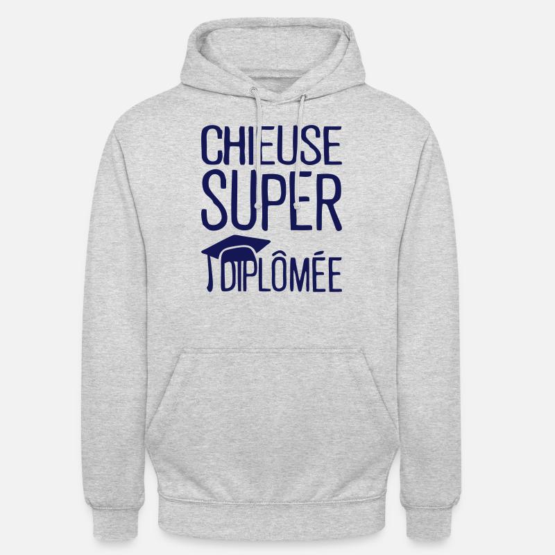 chieuse super diplomee citation humour - Sweat-shirt à capuche unisexe - gris clair chiné