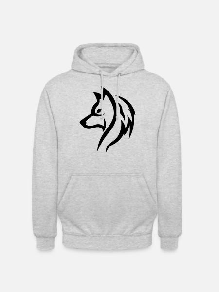 Loup - Sweat-shirt à capuche unisexe - gris clair chiné