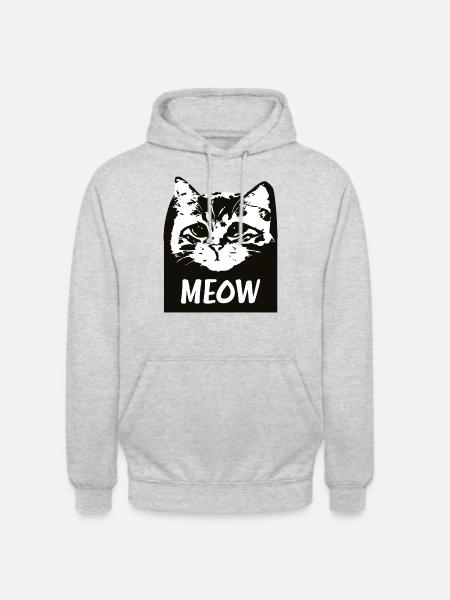 Miau-Katze - Unisex Hoodie - Hellgrau meliert