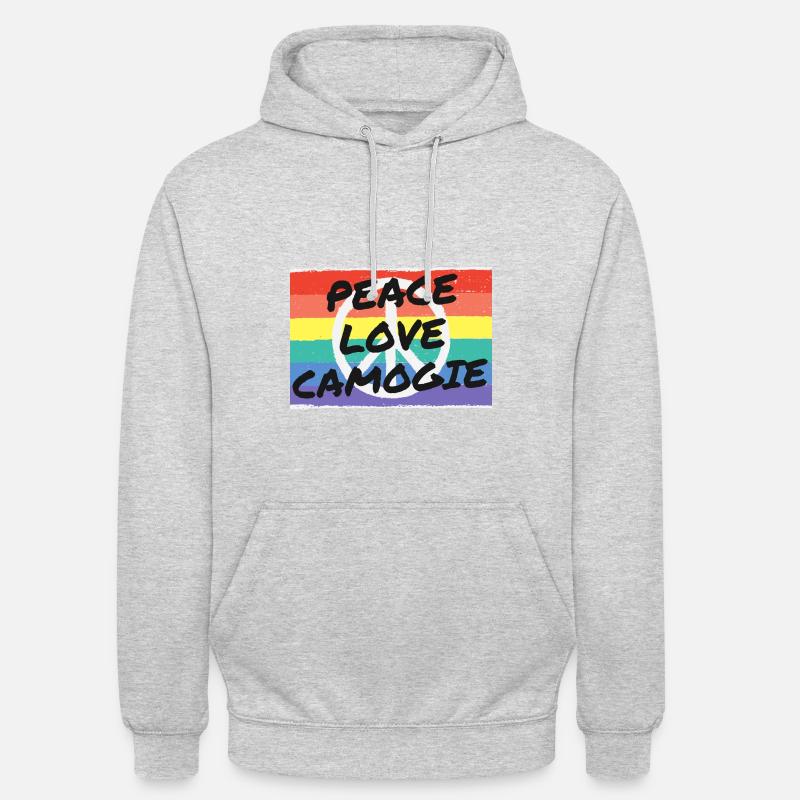 paix. amour. Camogie Camogie - Sweat-shirt à capuche unisexe - gris clair chiné