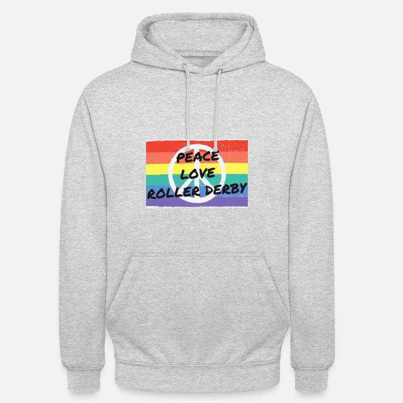 Frieden. Liebe. Roller Derby. - Unisex Hoodie - Hellgrau meliert