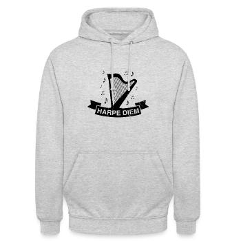 Conceptions de joueurs de harpe pour les conceptions de joueurs de harpe - Sweat-shirt à capuche unisexe - gris clair chiné - Devant - Alina (178cm) & Michal (187cm)