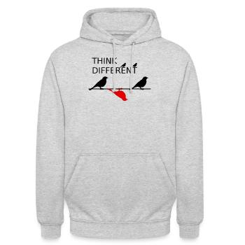 Pensez oiseaux différents (noir et rouge) - Sweat-shirt à capuche unisexe - gris clair chiné - Devant - Alina (178cm) & Michal (187cm)