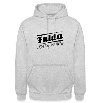 Fulda - Lieblingsort mit Stadtnamen - Unisex Hoodie - Hellgrau meliert - Vorne - Alina (178cm) & Michal (187cm)