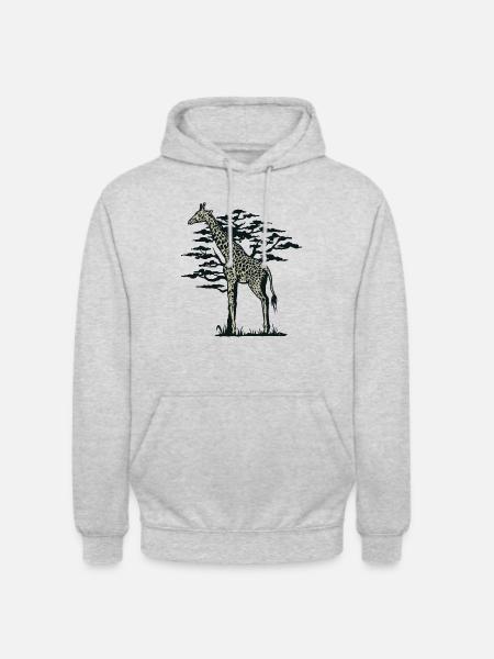 Giraffe Afrika - Unisex Hoodie - Hellgrau meliert