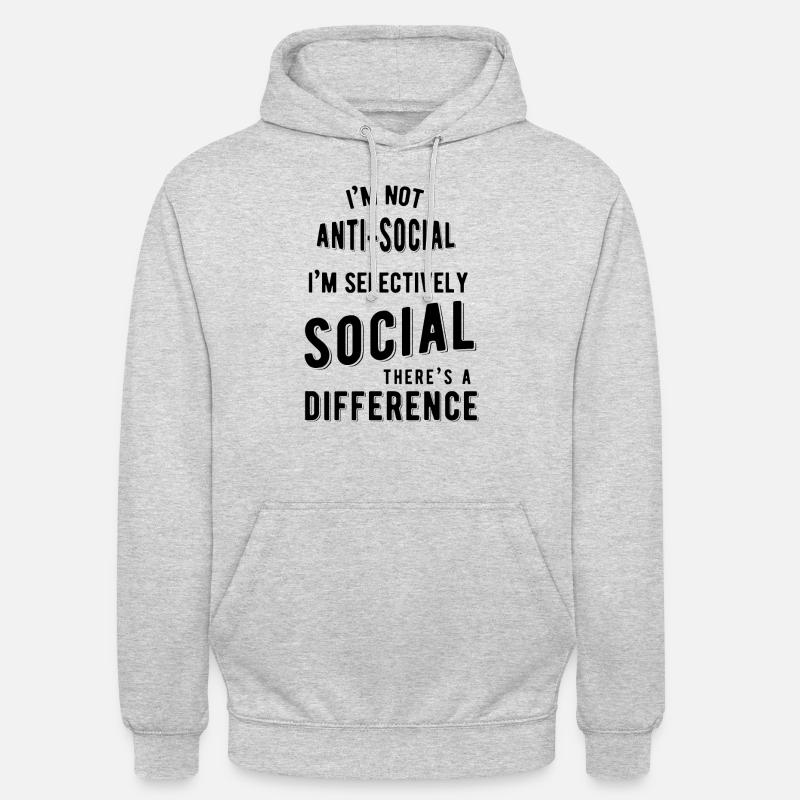 Je ne suis pas antisocial - Sweat-shirt à capuche unisexe - gris clair chiné