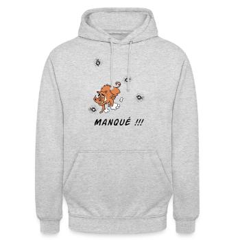 OBV – Sanglier manqué - Sweat-shirt à capuche unisexe - gris clair chiné - Devant - Alina (178cm) & Michal (187cm)