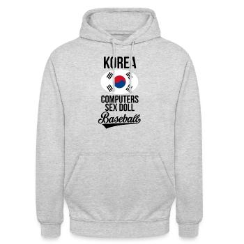 Korea Funny Men's Baseball Asian Korean Techie - Unisex Hoodie - light heather grey - Front - Alina (178cm) & Michal (187cm)