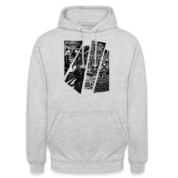 Samurai robot demon zombie - Unisex Hoodie - light heather grey - Front - Alina (178cm) & Michal (187cm)