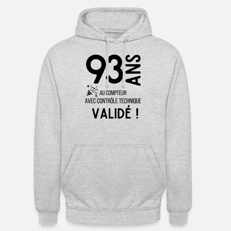 93 an au compteur avec un contrôle technique valid - Sweat-shirt à capuche unisexe - gris clair chiné