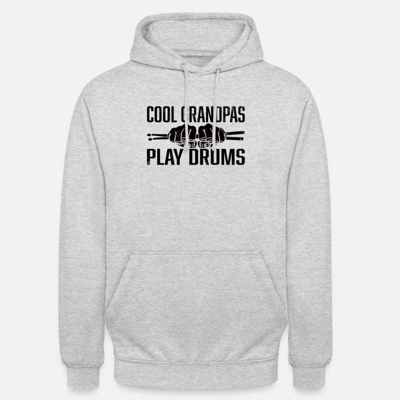 Coola morfar spelar trummor Rolig present till trummis - Luvtröja unisex - ljusgråmelerad