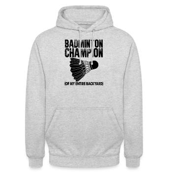 Backyard Badminton Champion Funny Badminton - Unisex Hoodie - light heather grey - Front - Alina (178cm) & Michal (187cm)