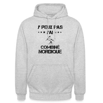 Je peux pas j'ai combiné nordique cadeau humour - Sweat-shirt à capuche unisexe - gris clair chiné - Devant - Alina (178cm) & Michal (187cm)