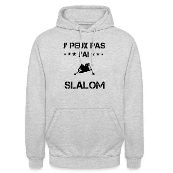 Je peux pas j'ai slalom cadeau humour - Sweat-shirt à capuche unisexe - gris clair chiné - Devant - Alina (178cm) & Michal (187cm)