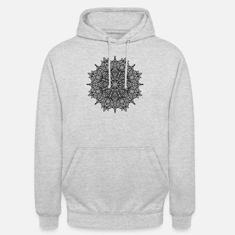 Fleurs Mandala - Sweat-shirt à capuche unisexe - gris clair chiné
