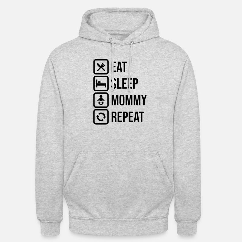 Manger Sommeil Maman Répéter - Sweat-shirt à capuche unisexe - gris clair chiné