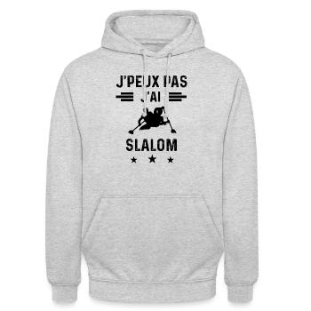 cadeau je peux pas j'ai slalom - Sweat-shirt à capuche unisexe - gris clair chiné - Devant - Alina (178cm) & Michal (187cm)