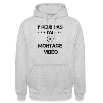 j'peux pas j'ai montage vidéo cadeau vidéo - Sweat-shirt à capuche unisexe - gris clair chiné - Devant - Alina (178cm) & Michal (187cm)