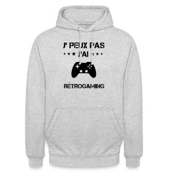 j'peux pas j'ai rétrogaming cadeau gameur - Sweat-shirt à capuche unisexe - gris clair chiné - Devant - Alina (178cm) & Michal (187cm)