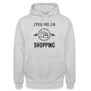 j'peux pas j'ai shopping - Sweat-shirt à capuche unisexe - gris clair chiné - Devant - Alina (178cm) & Michal (187cm)