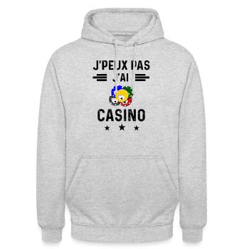 j'peux pas j'ai casino jetons - Sweat-shirt à capuche unisexe - gris clair chiné - Devant - Alina (178cm) & Michal (187cm)
