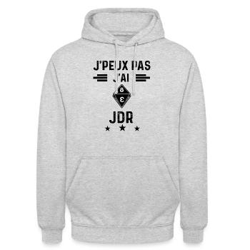 j'peux pas j'ai jdr jeu de rôle jeux rôles - Sweat-shirt à capuche unisexe - gris clair chiné - Devant - Alina (178cm) & Michal (187cm)