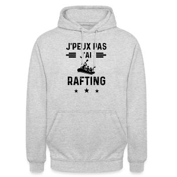 j'peux pas j'ai rafting eau eau - Sweat-shirt à capuche unisexe - gris clair chiné - Devant - Alina (178cm) & Michal (187cm)