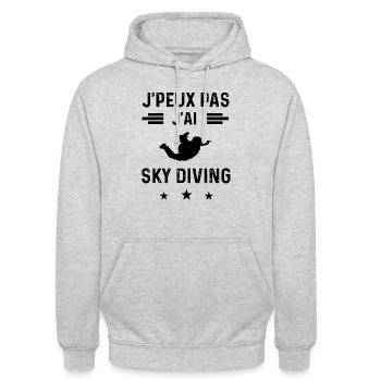 j'peux pas j'ai sky diving parachutisme - Sweat-shirt à capuche unisexe - gris clair chiné - Devant - Alina (178cm) & Michal (187cm)