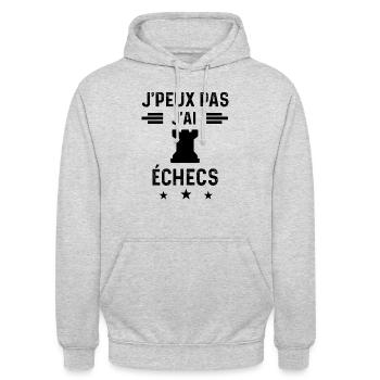 j'peux pas j'ai échecs tour tour - Sweat-shirt à capuche unisexe - gris clair chiné - Devant - Alina (178cm) & Michal (187cm)