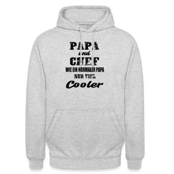 Papa und Chef - Unisex Hoodie - Hellgrau meliert - Vorne - Alina (178cm) & Michal (187cm)