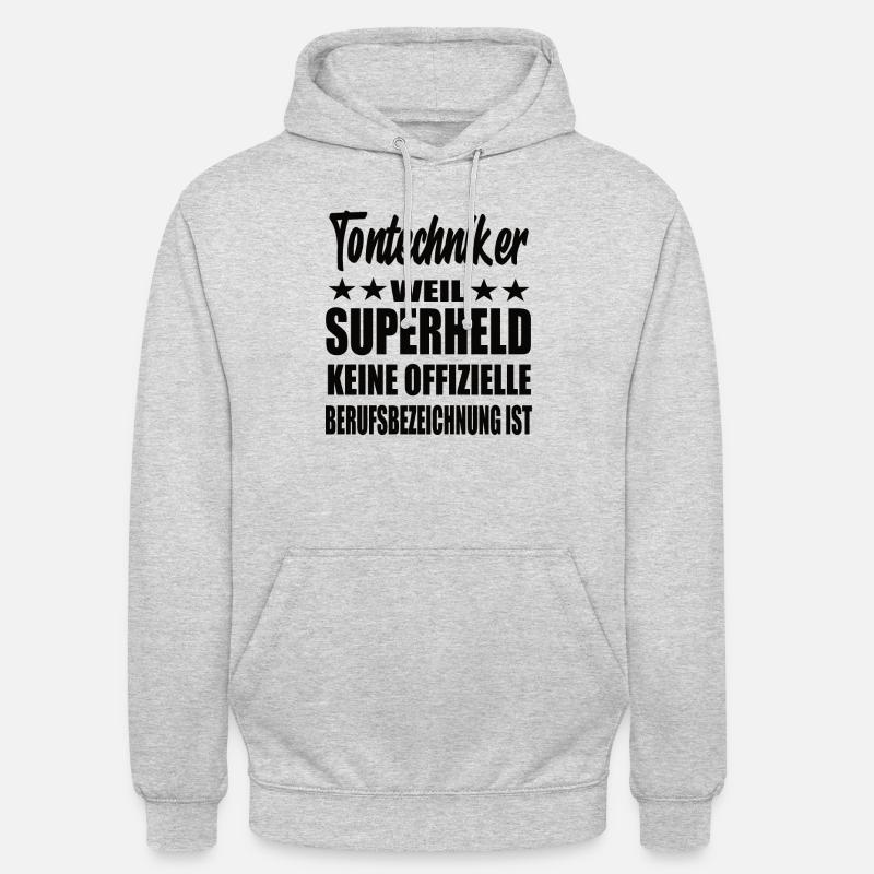 Tontechniker Superheld Spruch - Unisex Hoodie - Hellgrau meliert