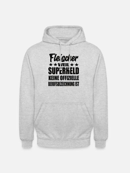 Fleischer Superheld Spruch - Unisex Hoodie - Hellgrau meliert