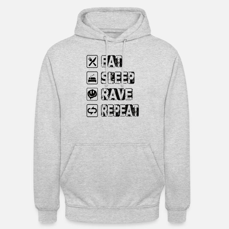 Manger Sleep Rave Répéter - Sweat-shirt à capuche unisexe - gris clair chiné