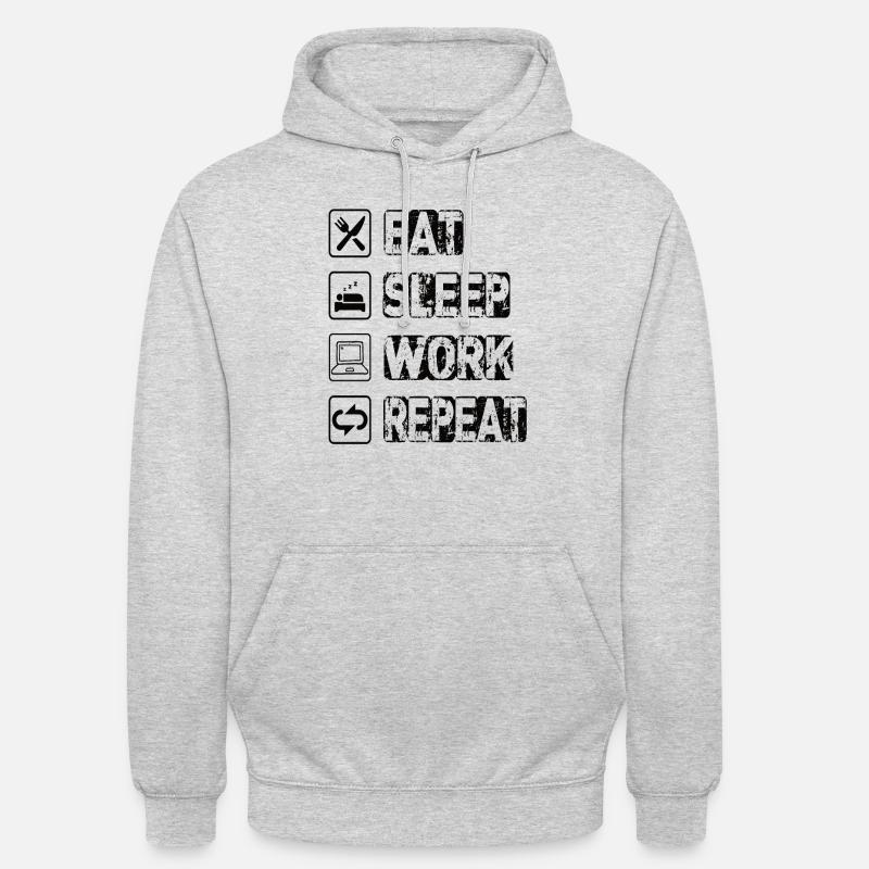 Eat Sleep Work Repeat - Unisex Hoodie - Hellgrau meliert