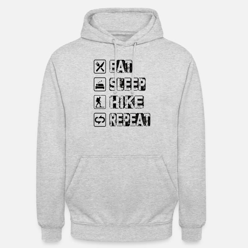 Manger dormir Randonnée Répéter - Sweat-shirt à capuche unisexe - gris clair chiné