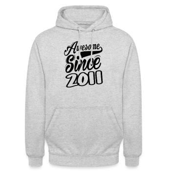 Awesome Since 2011 - Unisex Hoodie - light heather grey - Front - Alina (178cm) & Michal (187cm)