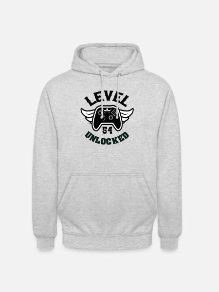 Level 54 Unlocked 54 Birthday - Unisex Hoodie - light heather grey
