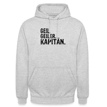 Kapitän Kapitän Spruch Kapitän Geburtstag - Unisex Hoodie - Hellgrau meliert - Vorne - Alina (178cm) & Michal (187cm)