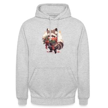 Waschbär Waschbären Waschbär Baby Wachbären - Unisex Hoodie - Hellgrau meliert - Vorne - Alina (178cm) & Michal (187cm)