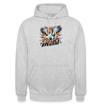Moin Möwe Moin Sprüche Hamburg Moin Dialekt - Unisex Hoodie - Hellgrau meliert - Vorne - Alina (178cm) & Michal (187cm)