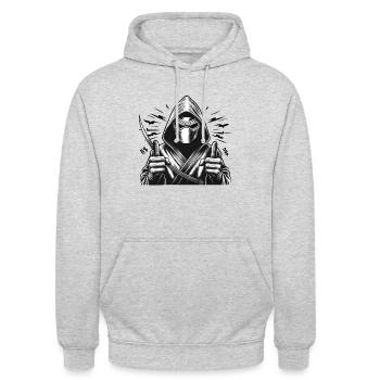 mit Kapuze - Unisex Hoodie - Hellgrau meliert - Vorne - Alina (178cm) & Michal (187cm)