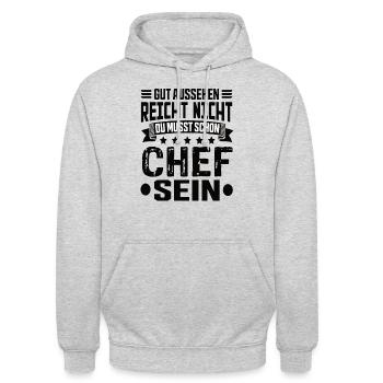 Chef Arbeit Chef Spruch Bester Chef Sprüche - Unisex Hoodie - Hellgrau meliert - Vorne - Alina (178cm) & Michal (187cm)