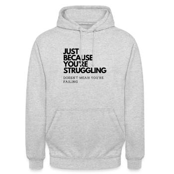 Dicton motivant pour les autres êtres humains - Sweat-shirt à capuche unisexe - gris clair chiné - Devant - Alina (178cm) & Michal (187cm)
