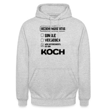 Koch Beziehungsstatus - Unisex Hoodie - Hellgrau meliert - Vorne - Alina (178cm) & Michal (187cm)
