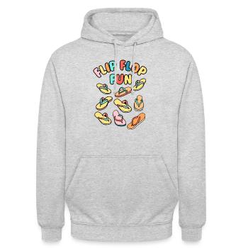Flip Flop Spaß - Unisex Hoodie - Hellgrau meliert - Vorne - Alina (178cm) & Michal (187cm)