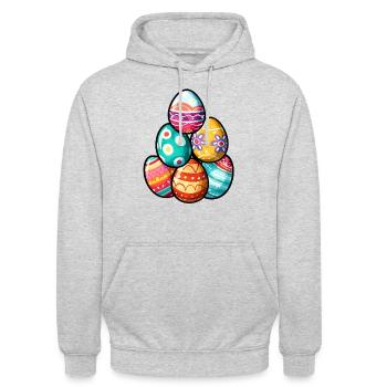 Ostereier Osterhase Osterfest - Unisex Hoodie - Hellgrau meliert - Vorne - Alina (178cm) & Michal (187cm)