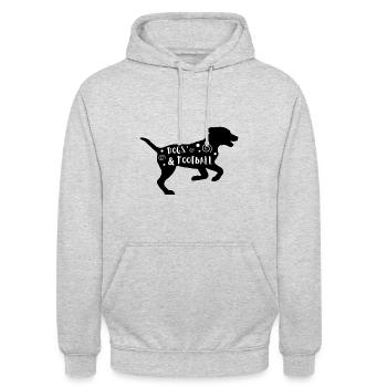 Chiens et football - Sweat-shirt à capuche unisexe - gris clair chiné - Devant - Alina (178cm) & Michal (187cm)