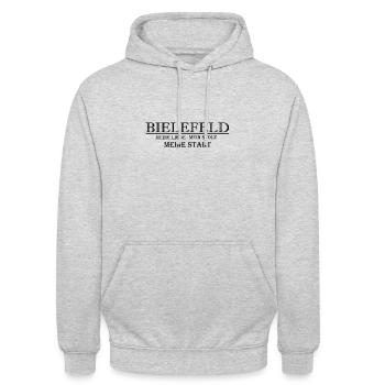 Bielefeld - Unisex Hoodie - Hellgrau meliert - Vorne - Alina (178cm) & Michal (187cm)