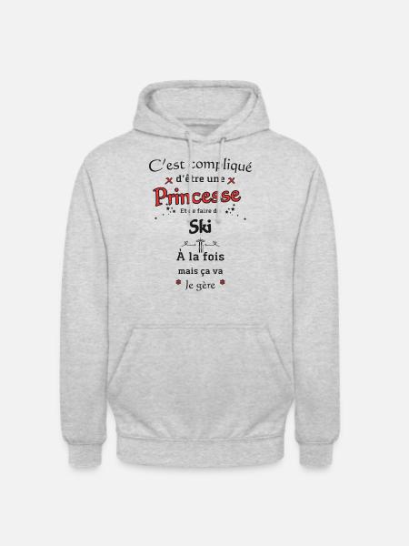Princesse Et Ski - Sweat-shirt à capuche unisexe - gris clair chiné