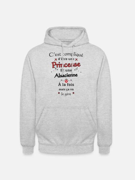 Princesse Alsacienne - Sweat-shirt à capuche unisexe - gris clair chiné